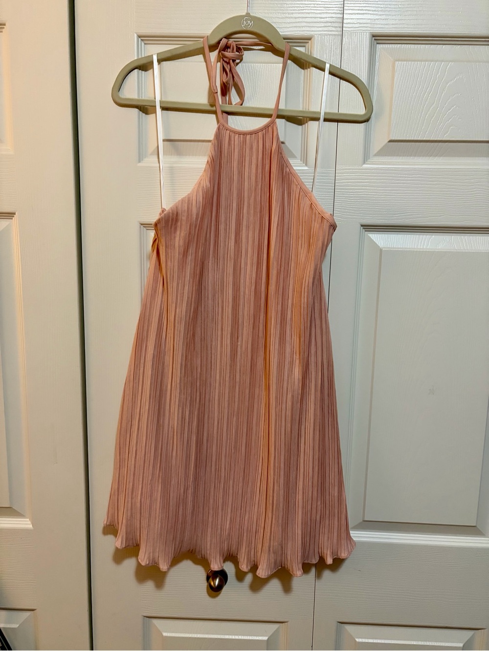 NBD Pleated Halter Mini Dress in Dusty Pink